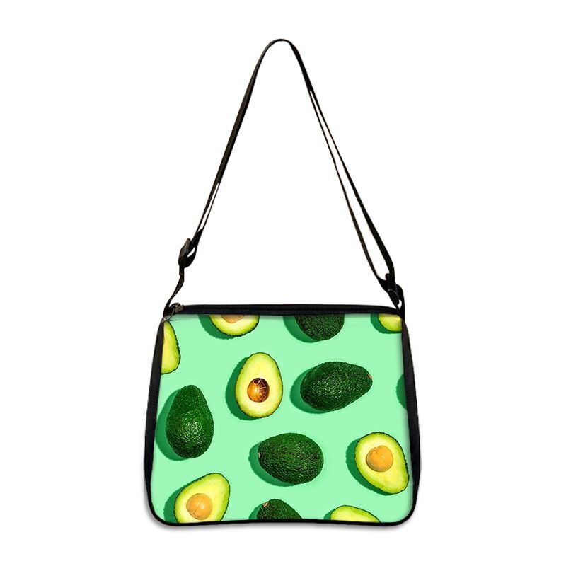 Cute Avocado Lemon Print Shoulder Bags Handbag Clutch Lipstick Purse Storage Bag