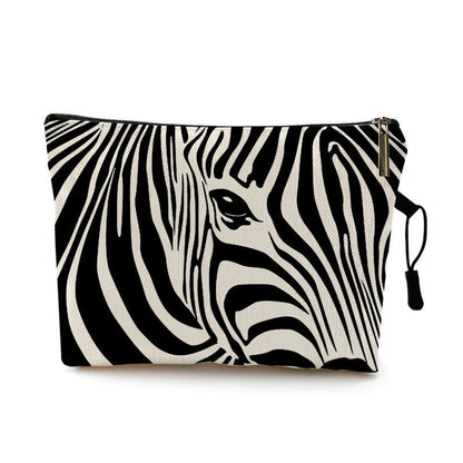 Water Resistant Makeup Bag Zebra Stripe Brown Pink Leopard Print Cosmetic Purse