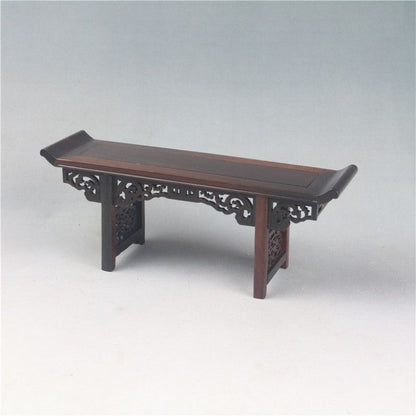 11.2" Rosewood Display Stand Miniature Rack Shelf Vase Bonsai Statue Base Decor
