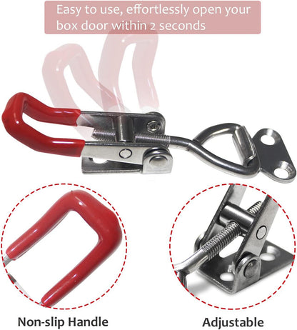 8Pcs Heavy Duty Steel Toggle Latch Catches Adjustable Lock Clamp For Boxes Case