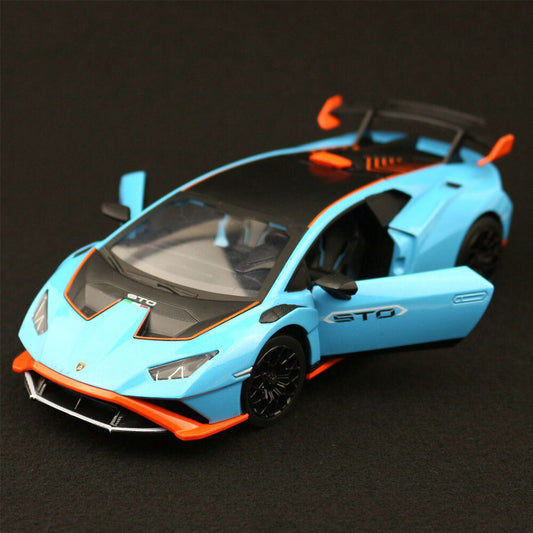 1/24 Lamborghini Huracán STO Model Car Metal Diecast Toy Cars Collection Blue