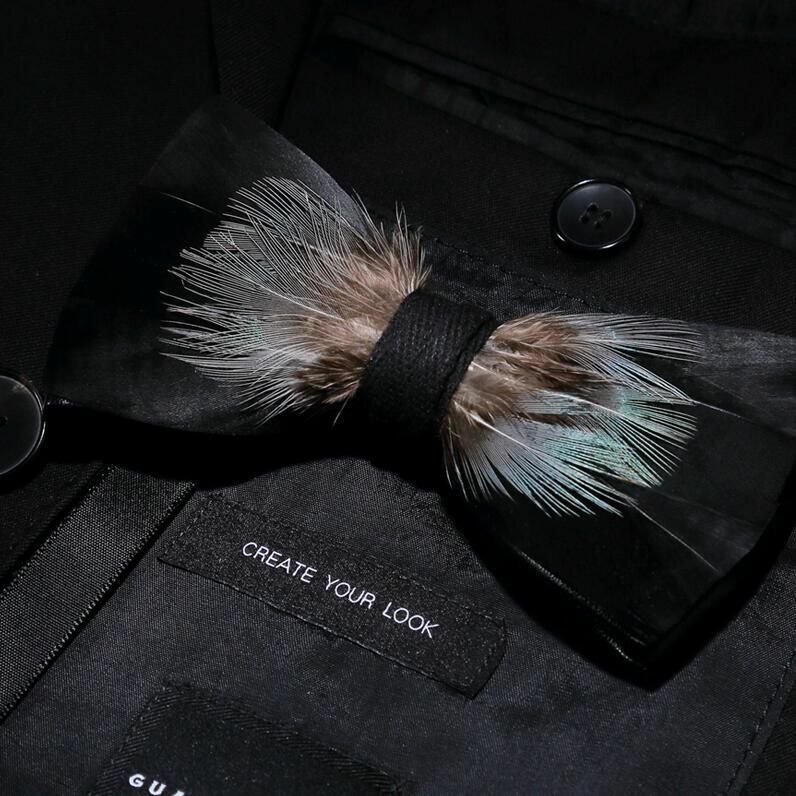 Men's Luxury Bowtie 12x5cm Peacock Feather Leather Bow Ties Fashion Party Formal