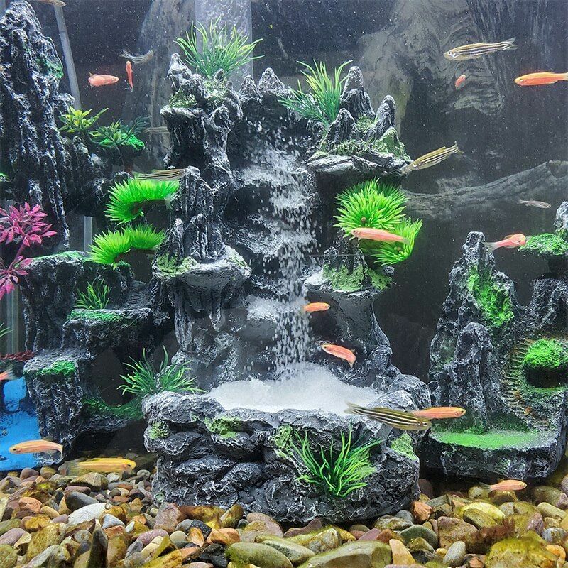 10.2" Extra Large Aquarium Landscaping Rockery Quicksand Waterfall Decoration