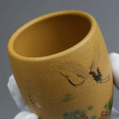 Handmade Teacup Crane Painted Master Cup 200ml Real Yixing Zisha Duan Clay Cup