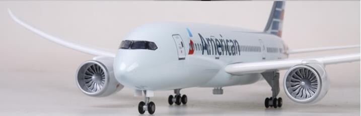 1:130 43CM American BOEING 787 Passenger Airplane Landing Gear Resin Plane Model