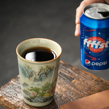 260ml Landscape Chinese Green Tea Cup Ceramic Kung Fu Teacup Ceramic Opening Cup