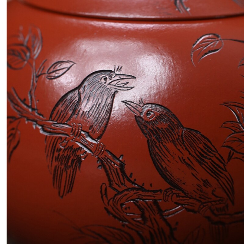 Hand Carved Real Yixing Zisha Dahongpao Clay Tea Pot Xishi Pot Kungfu Pot China