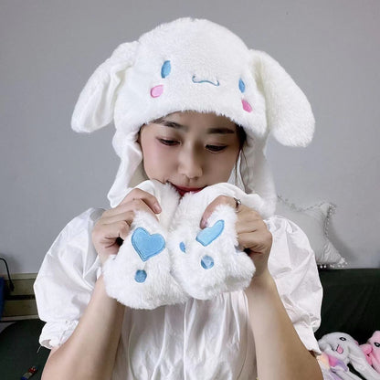 Women Kuromi Melody Plush Cap Cinnamoroll Moving Ear UP Hat Airbag Cap Doll Hats
