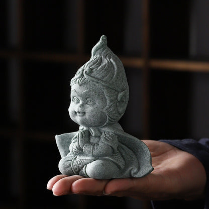 Black Myth-wukong Monkey King China Artware Sunwukong Statue With Stick Tea Pet