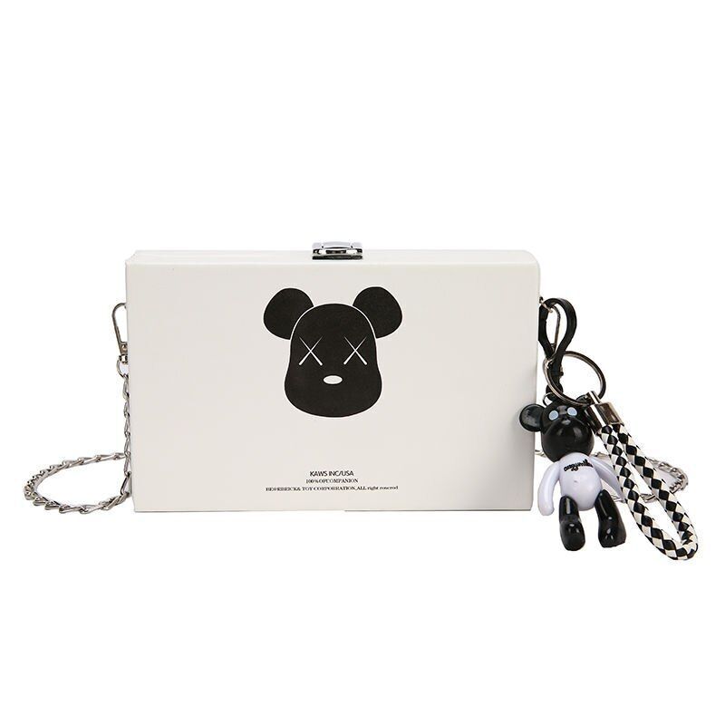 Square Crossbody Bag Small Chain One Strap Messenger Bag 19*12*5 CM Black/White