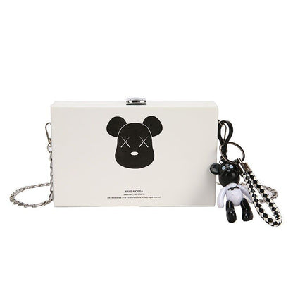 Square Crossbody Bag Small Chain One Strap Messenger Bag 19*12*5 CM Black/White