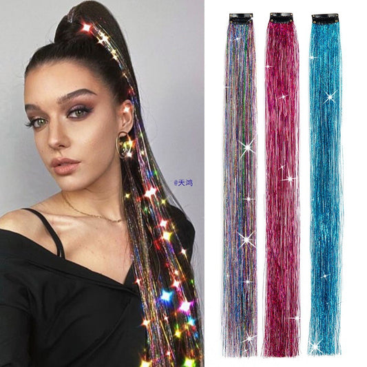 Laser Korean version flash colored silk, dyed with colorful hair