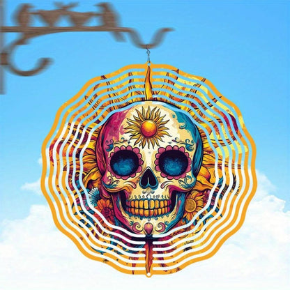 CIFbuy Metal Wind Chime Skull Floral Note Outdoor Garden Patio Decor