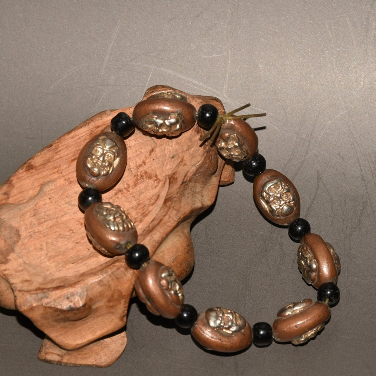 Vintage Red Copper Gold Plated 18 Arhat Bracelet 0.71×0.47in 87g Double Face