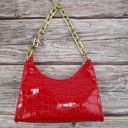 Zipper Handbags Texture Embossed Lacquer Shoulder Bag Simple Small Square Bags