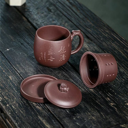 450ml Chinese Yixing Zisha Tea Cup Purple Clay Tea Mug With Strainer Basket Zini