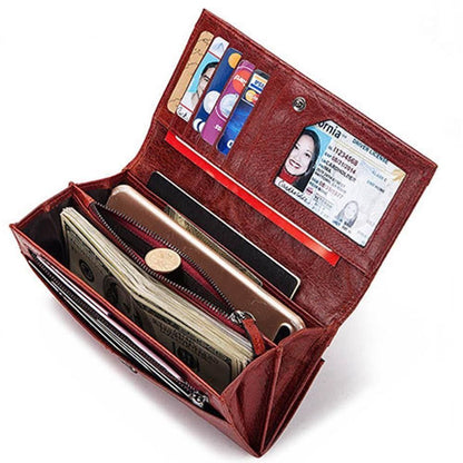 Leather Women Wallet Long Multi-Card Holder Large Mobile Phone Purse 18*3.5*9 CM