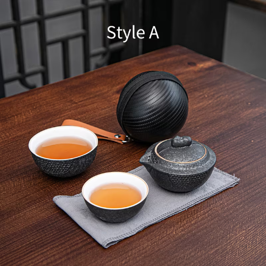 Ceramic Teapots with 2 Cups Portable Travel Tea Set