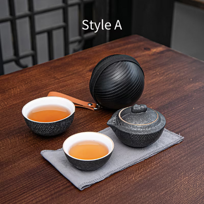 Ceramic Teapots with 2 Cups Portable Travel Tea Set
