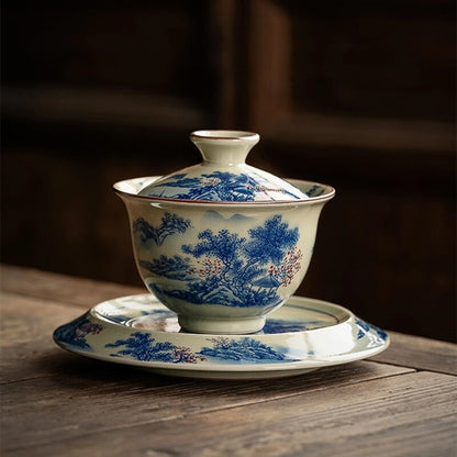 160ml Chinese Ceramic Gaiwan Tea Landscape Opening Gaiwan For Tea Tureen Teaware