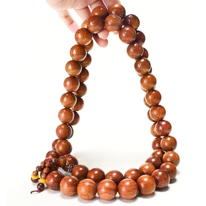 20mm*59 Natural Wood Prayer Beads Shaolin Temple Buddha Blessing Lucky Necklace