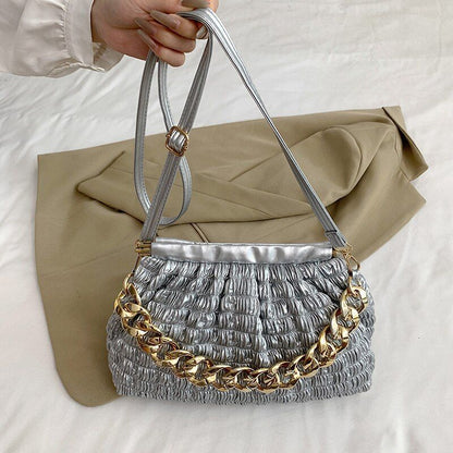 Luxury Acrylic Thick Chain Handbag Purse Shoulder Bag Clip Shell Evening Clutche