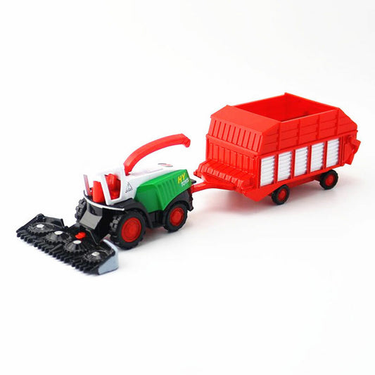 Farm Tractor Front Harvester with Trailer Diecast Farm Vehicle Metal Model Car