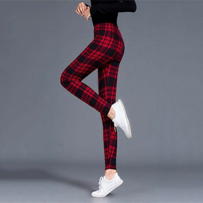 Plaid Leggings Women Sexy Pants Push Up Fitness Gym Sports Plus Size High Waist