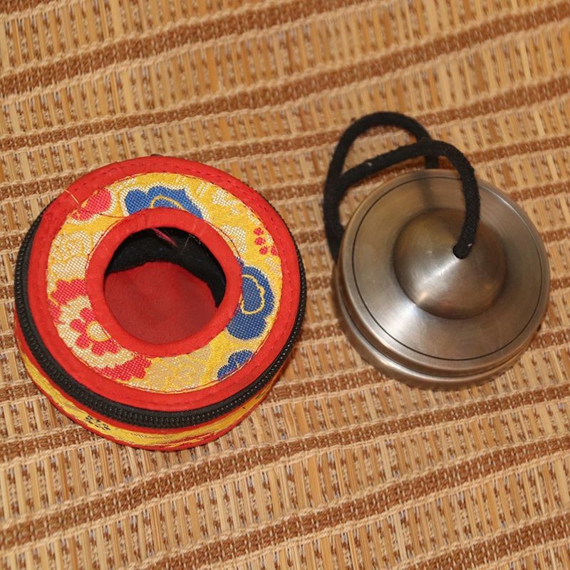 3.2" Tingsha Bell with Maroon Case, Cleansing, Sound Healing, Meditation Bell
