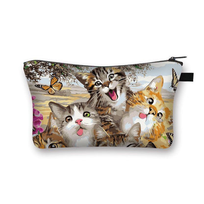 Cute Cat Print Cosmetic Traveling Makeup Bags Cosmetic Storage Purses 5*20*10 CM