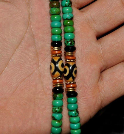 Tibet tibetan turquoise buddhist buddha prayer bead mala bracelet Dzi eye
