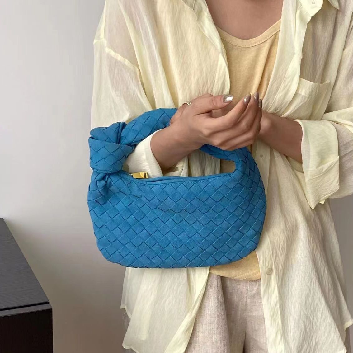 Handmade Woven Bag Synthetic Leather Shoulder Bag Handbag 26*3*16 CM Polyester