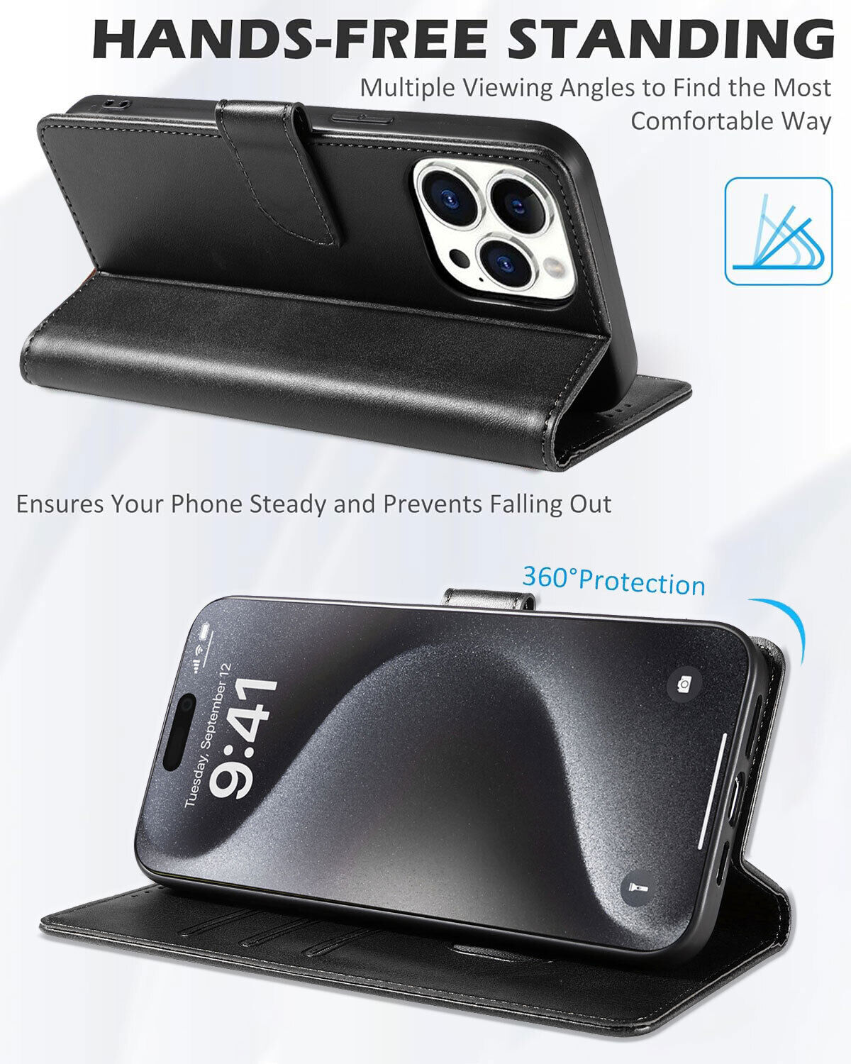 Magnetic Leather Wallet Card Case Phone Cover For iPhone 15 14 Pro Max 15 Plus