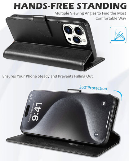 Magnetic Leather Wallet Card Case Phone Cover For iPhone 15 14 Pro Max 15 Plus