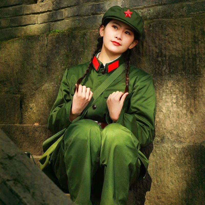 Vintage 65-Style Chinese Army Uniform Set, 3505 Authentic, with Hat & Insignia