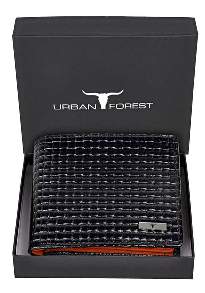 NEW BLACK/ORNAGE BI-FOLD LEATHER MEN'S WALLET RFID PROTECTION GIFT ITEM