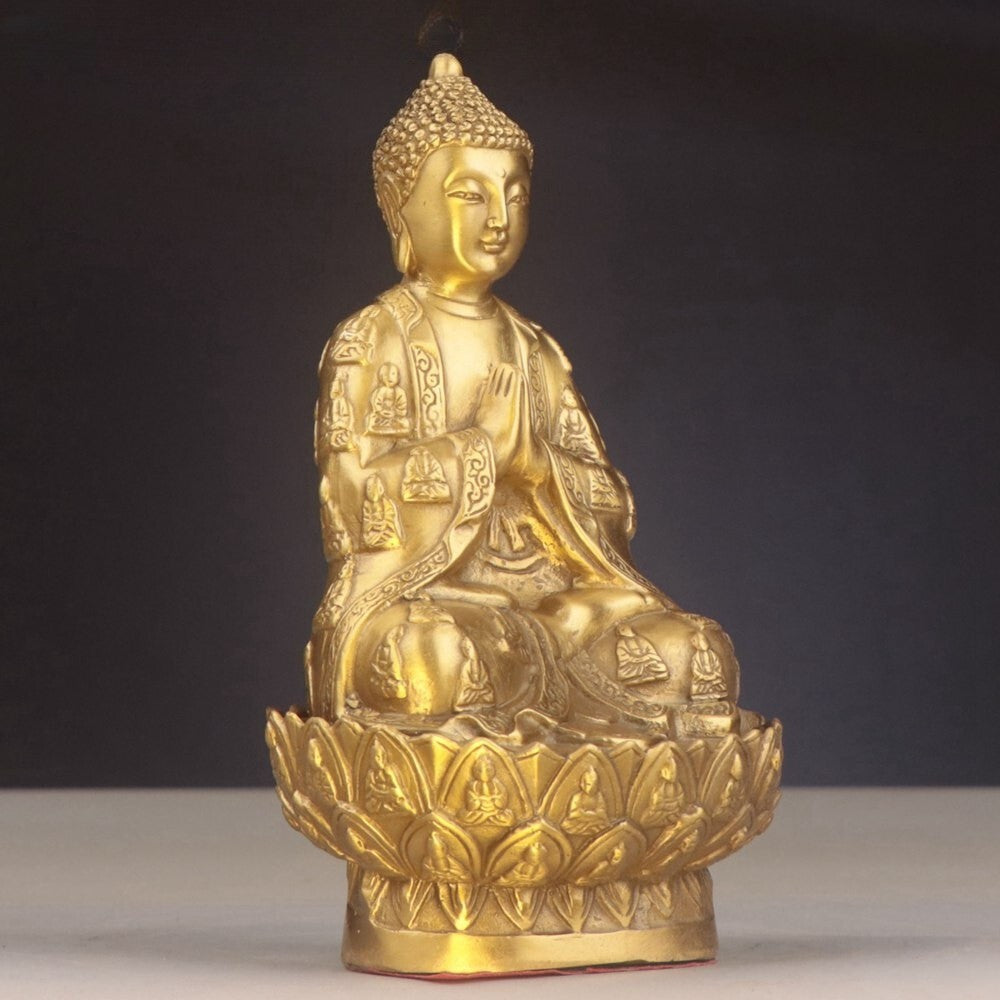 18cm 7" New Buddhism Brass Ten Thousand Buddha Tathagata Sakyamuni Buddha Statue