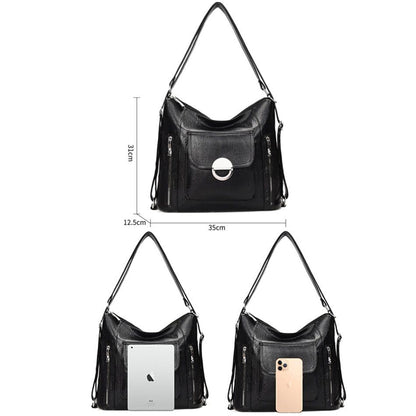 Genuine Leather Handbag Multifunction Shoulder Bag Travel Backpack Crossbody 1PC
