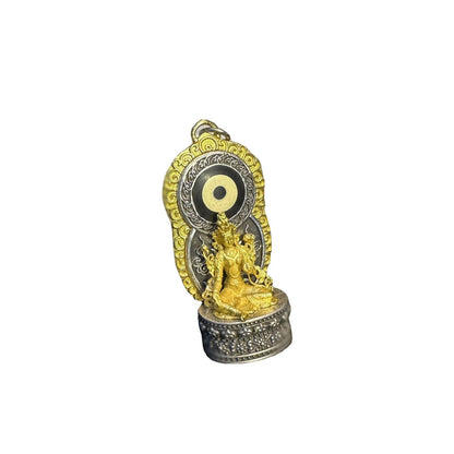 Tibetan Plated Silver One Eye Tara Dzi Pendant Brass Handmade Amulet Unisex