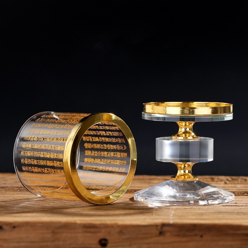 4.3" Buddhist Crystal Oil Lamp Holder Windproof Lampshade Buddha Hall Ornaments
