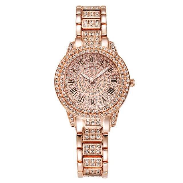 Reloj De Cuarzo Con Diamantes Para Mujer Pulsera Elegante Femenina De Marca Lujo
