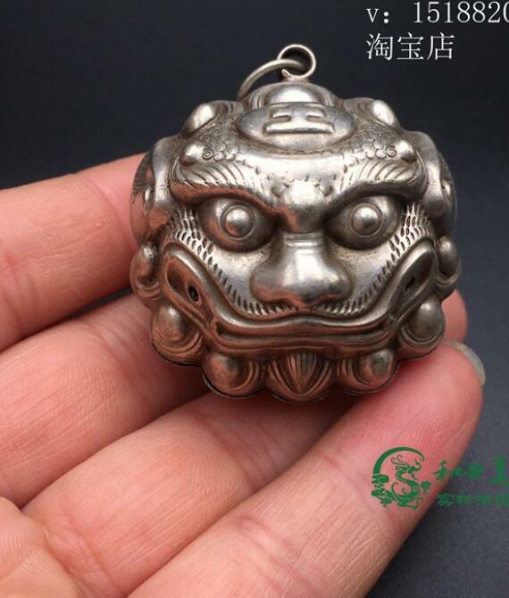 Antique Retro Tiger Head Bell Pure Copper Pendant Hand-Made Craft Collection