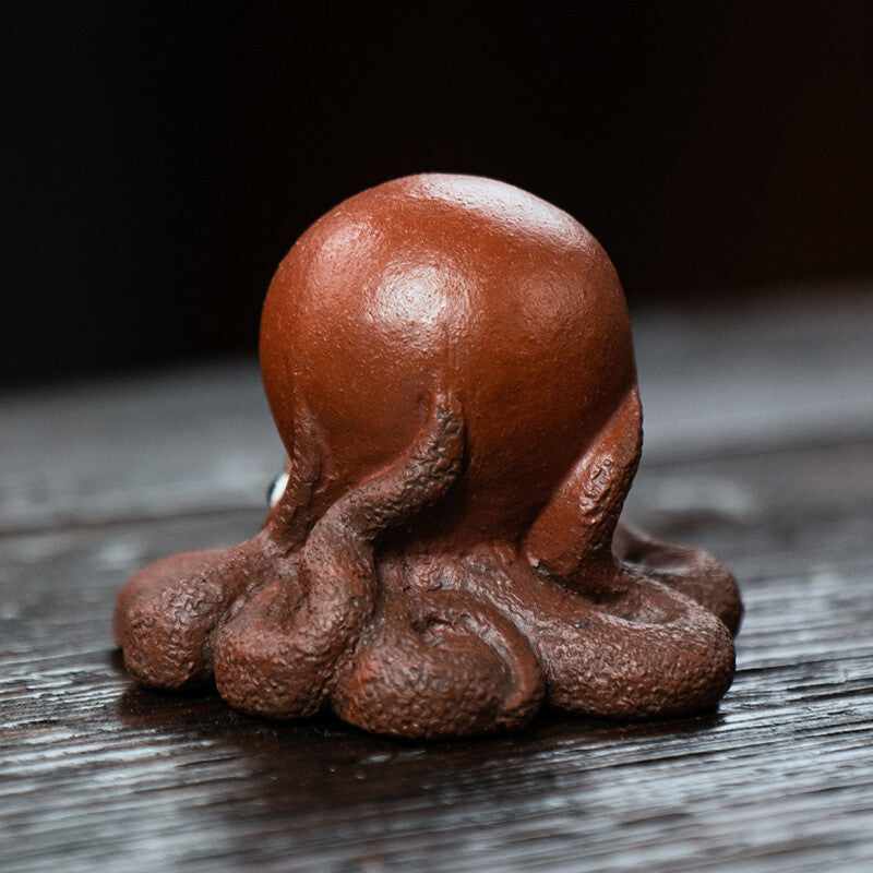 Octopus Statue Handmade Craft Yixing Zisha Tea Pet For Fishbowl Decoration Small