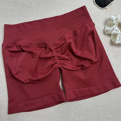 Seamless Ribbed Yoga Shorts Scrunch Lift
