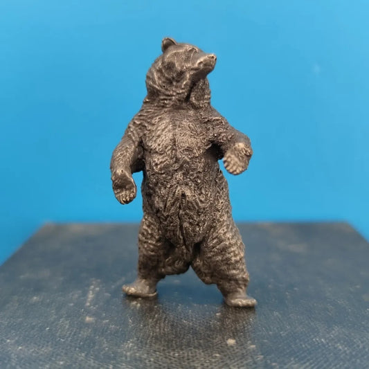 Old Brass China Big Black Bear Animal Model Statue Tea Pet Car Table Ornament