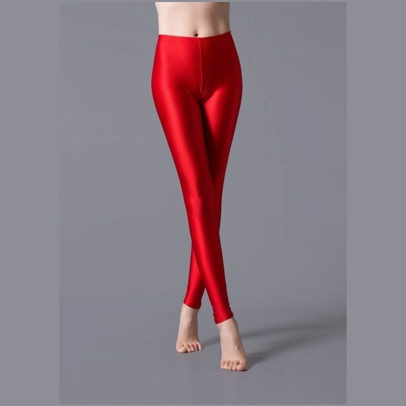 Women Leggings Solid Fluorescent Shiny Pant Spandex Shinny Elasticity Trousers