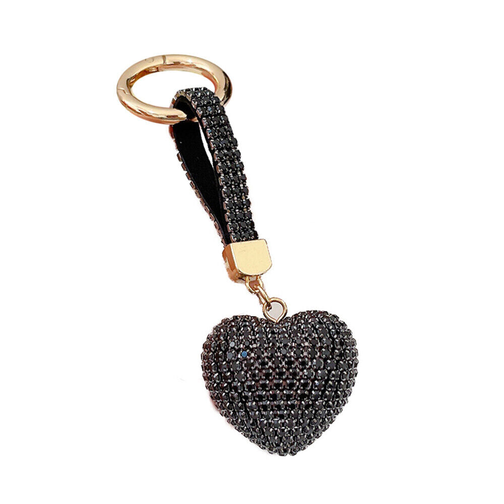 Car Hanging Bag Pendant Key Ring Jewelry Accessories Rhinestone Heart Keychain