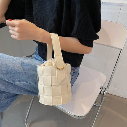Drawstring Bucket Bag Pouch Shoulder Bag Synthetic Leather Crossbody 13*15*13 CM