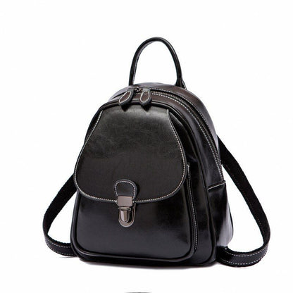 Genuine Leather Backpack Knapsack Small Travel Bag Cowhide Rucksack 22*9.5*27 CM