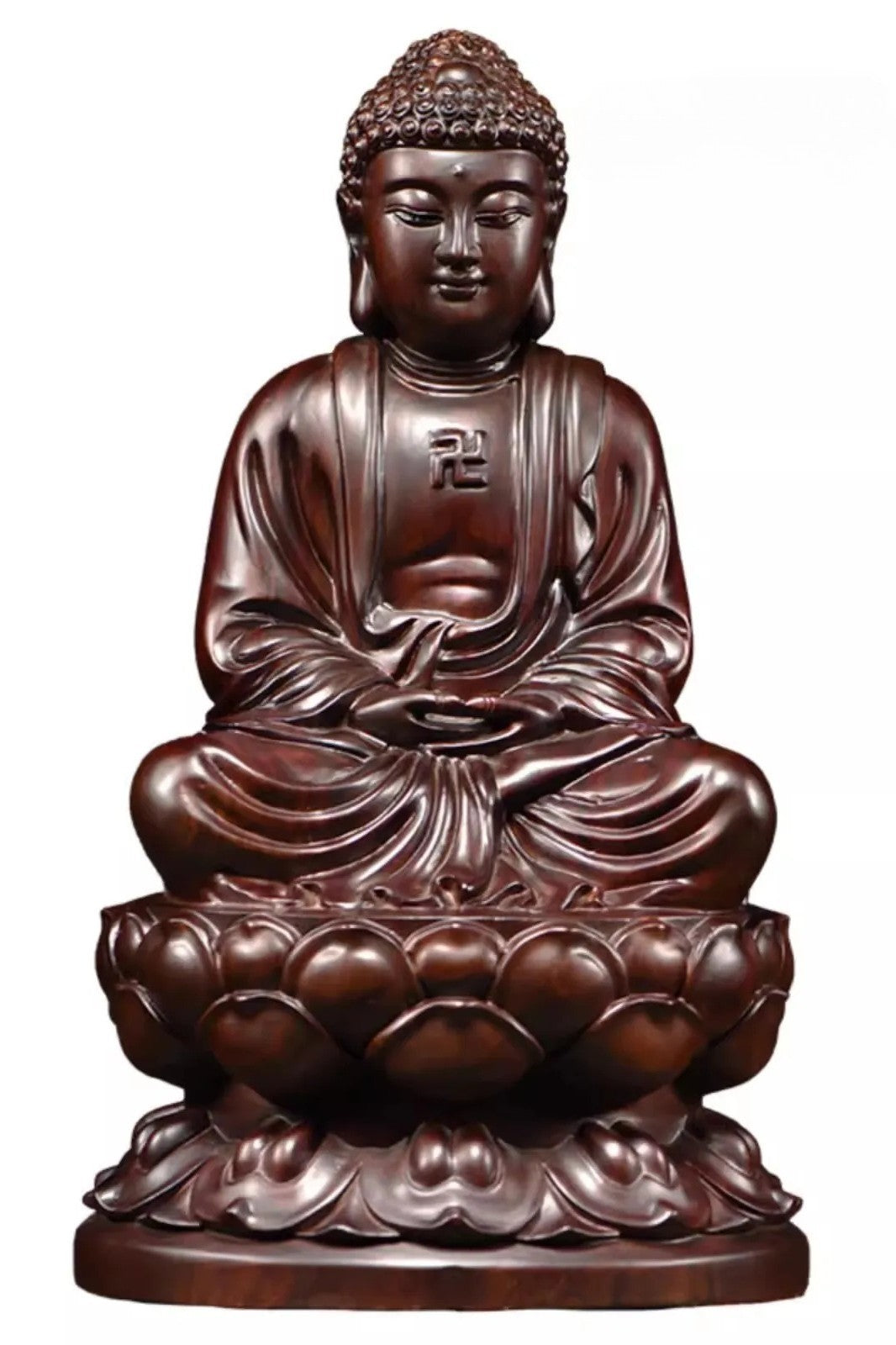Ebony Wood Carvings Decorations Buddha Statue of Shakyamuni Collectible